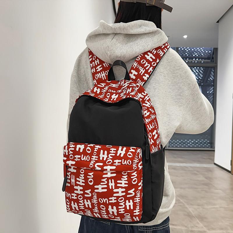 Большая вместительная школьная сумка в стиле колледжа для мужчин и женщин с буквенным принтом, студенческий компьютерный дорожный рюкзак