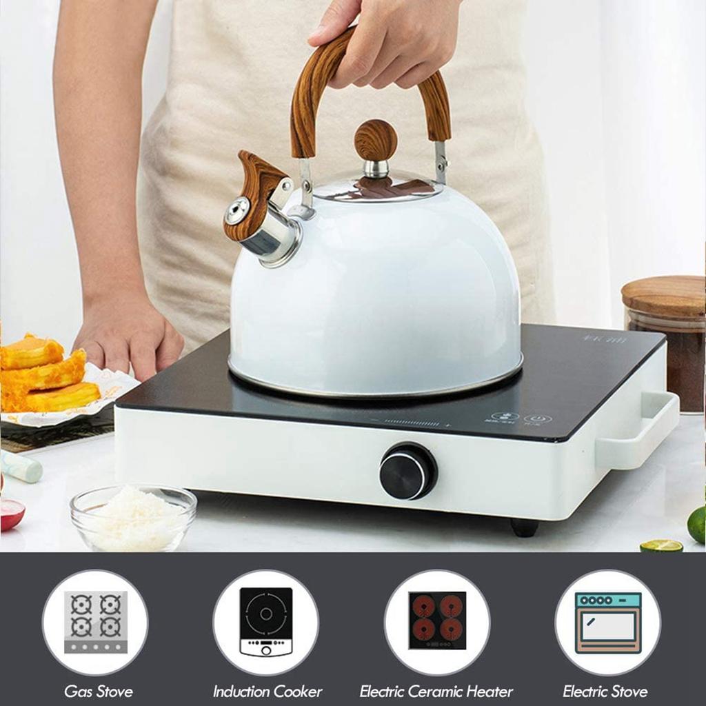 Чайник из нержавеющей стали, 2,5 л, чайник со свистком, бутылка для воды с деревянной термостойкой графической ручкой