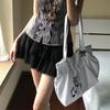 Korean Polka Dot Shoulder Bag Women's Nylon Tote Bag Cute Bow Love Printed Tote Bag Skirt Design Magnetic Buckle Armpit Bag