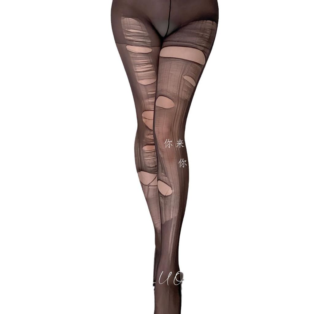 МодаРваные вручную носки чулки с закрытым промежностным швом сексуальные брюки, приподнимающие бедра тонкие носки с высокой талией чулки соблазна чулки для секса w
