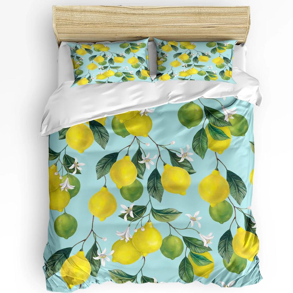 Summer Fruit Strawberry Leaf Repeat 3pcs Bedding Set For Bedroom Double Bed Home Textile Duvet Cover Quilt Cover Pillowcase