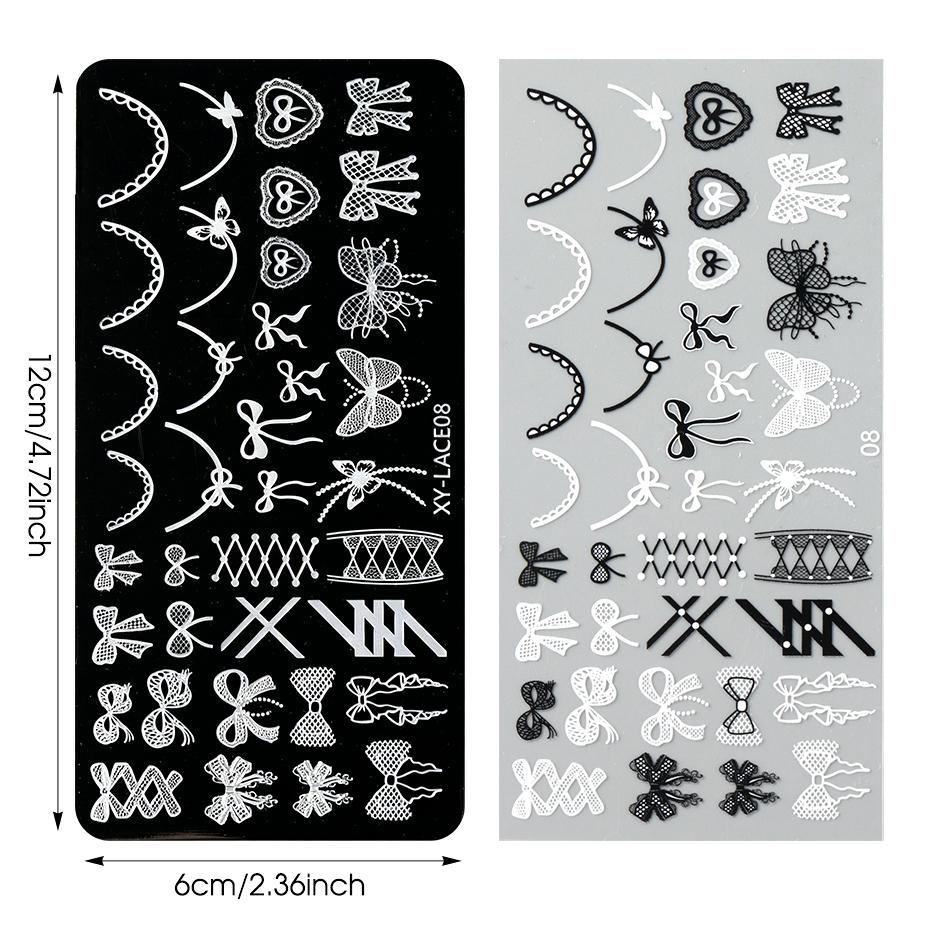 Xiaomi Lace Bow Nail Stamping Plate Butterfly Ribbon Nail Art French Tip Stainless Steel Nail Stamp Template Stencil Mold Tool Manicure