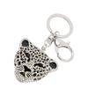 Брелок для ключей, изысканный, украшенный стразами, леопардовая голова, подвеска на сумку для автомобиля, подарок на день рождения для девочки(Серебряный )