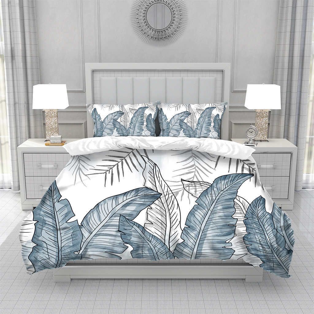 Tropical Hawaii King Queen Duvet Cover Hello Summer Palm Leaf Quilt Cover Exotic Bedding Set 2/3pcs Polyester Comforter Cover