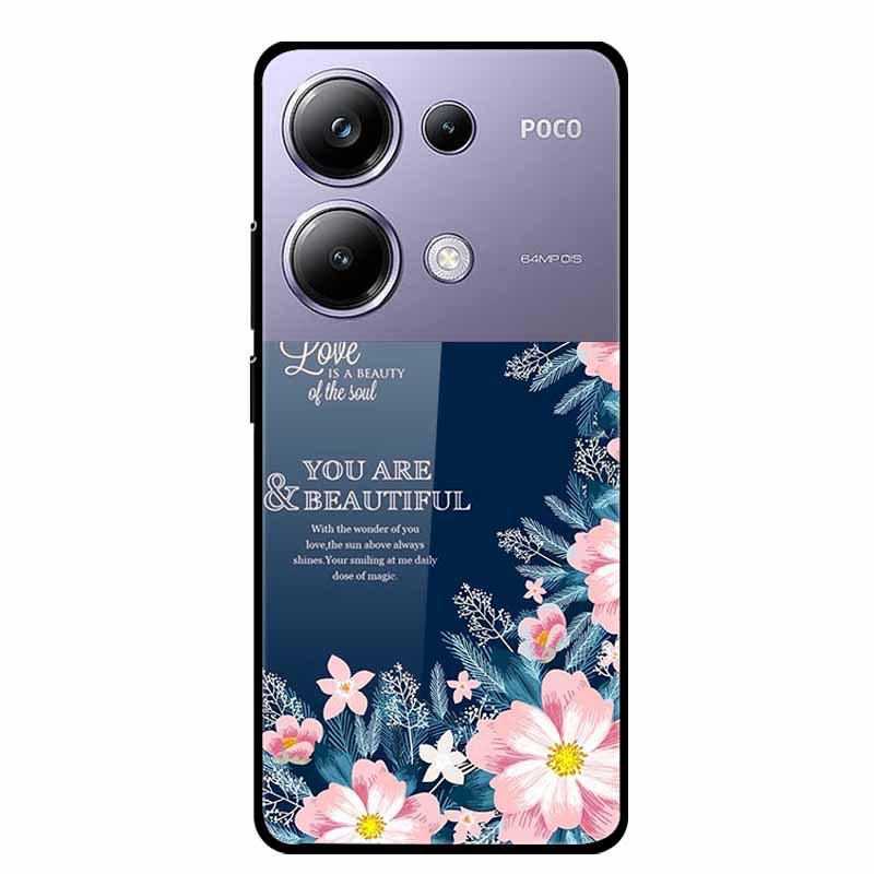 Красочный эстетичный чехол из закаленного стекла для Redmi 12 5G и POCO M6 PRO