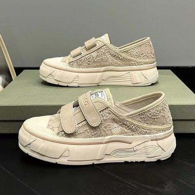 Дышащие белые туфли из кружевной сетки, женские, новые летние туфли в двух направлениях, на толстой подошве, на липучках, женские туфли большого размера