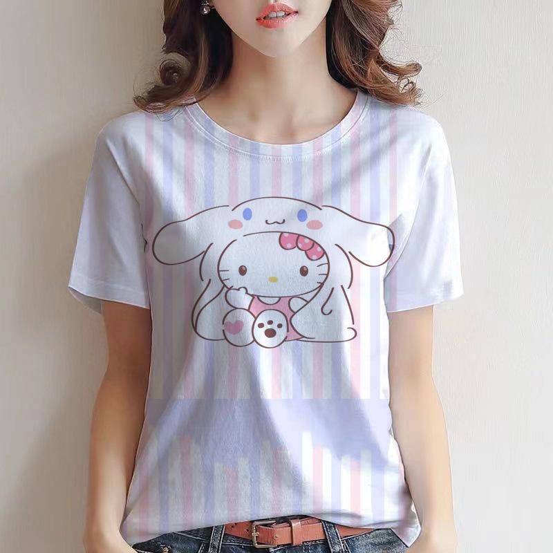 Летняя новая футболка с коротким рукавом 3D цифровая печать футболка с коротким рукавом повседневная рубашка аниме принт Hello Kitty 2883 EMA