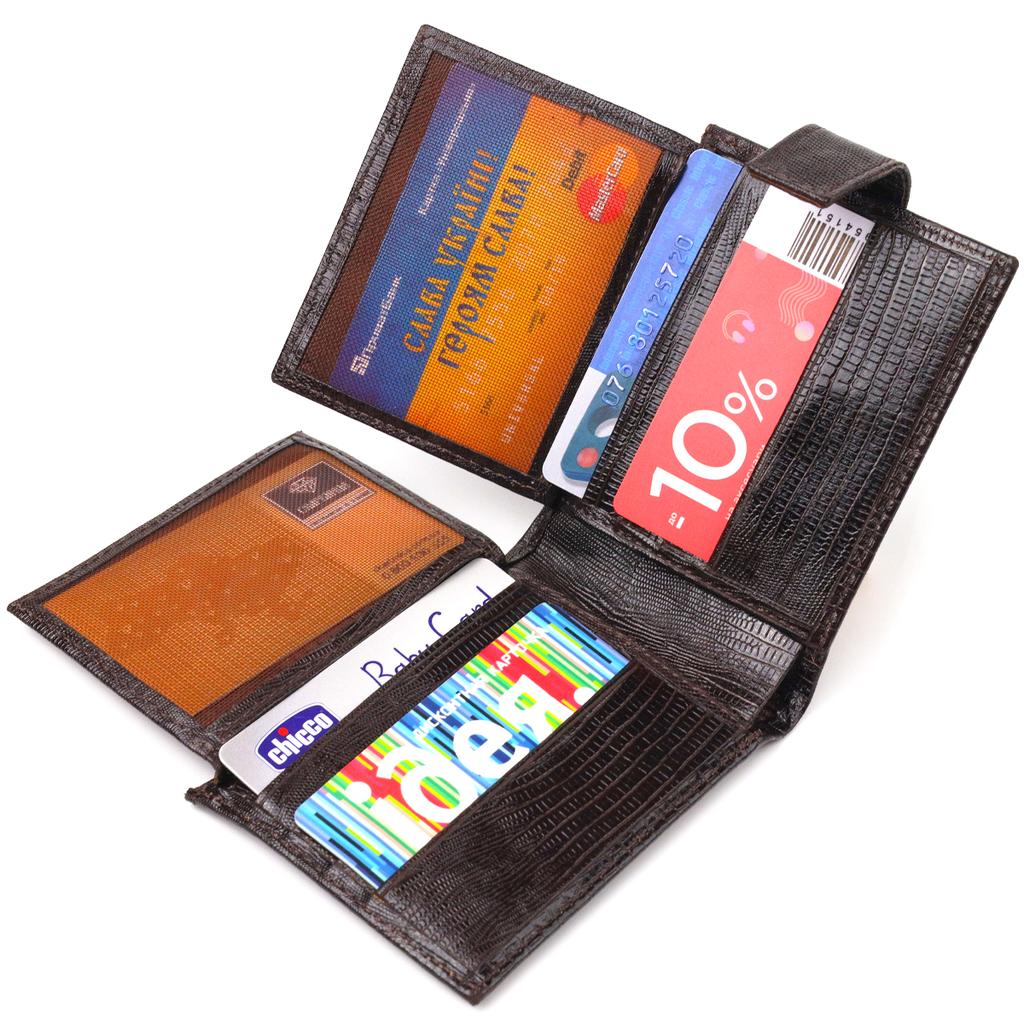 Небольшой мужской кошелек из натуральной фактурной кожи CANPELLINI Purse 21507 Коричневый