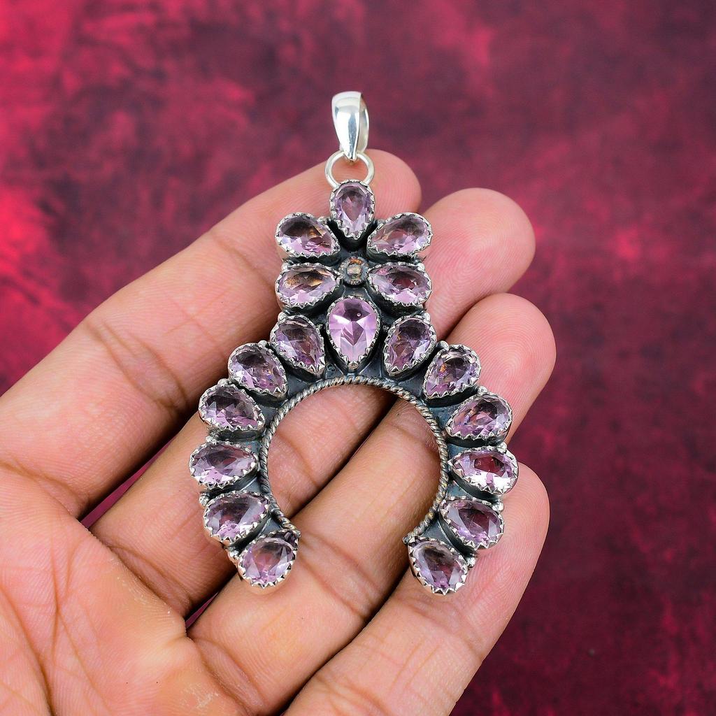 Ювелирные изделия из розового кунцита, подвеска ручной работы из стерлингового серебра 925 пробы для нее, изумительное серебряное ожерелье с подвеской для женщин