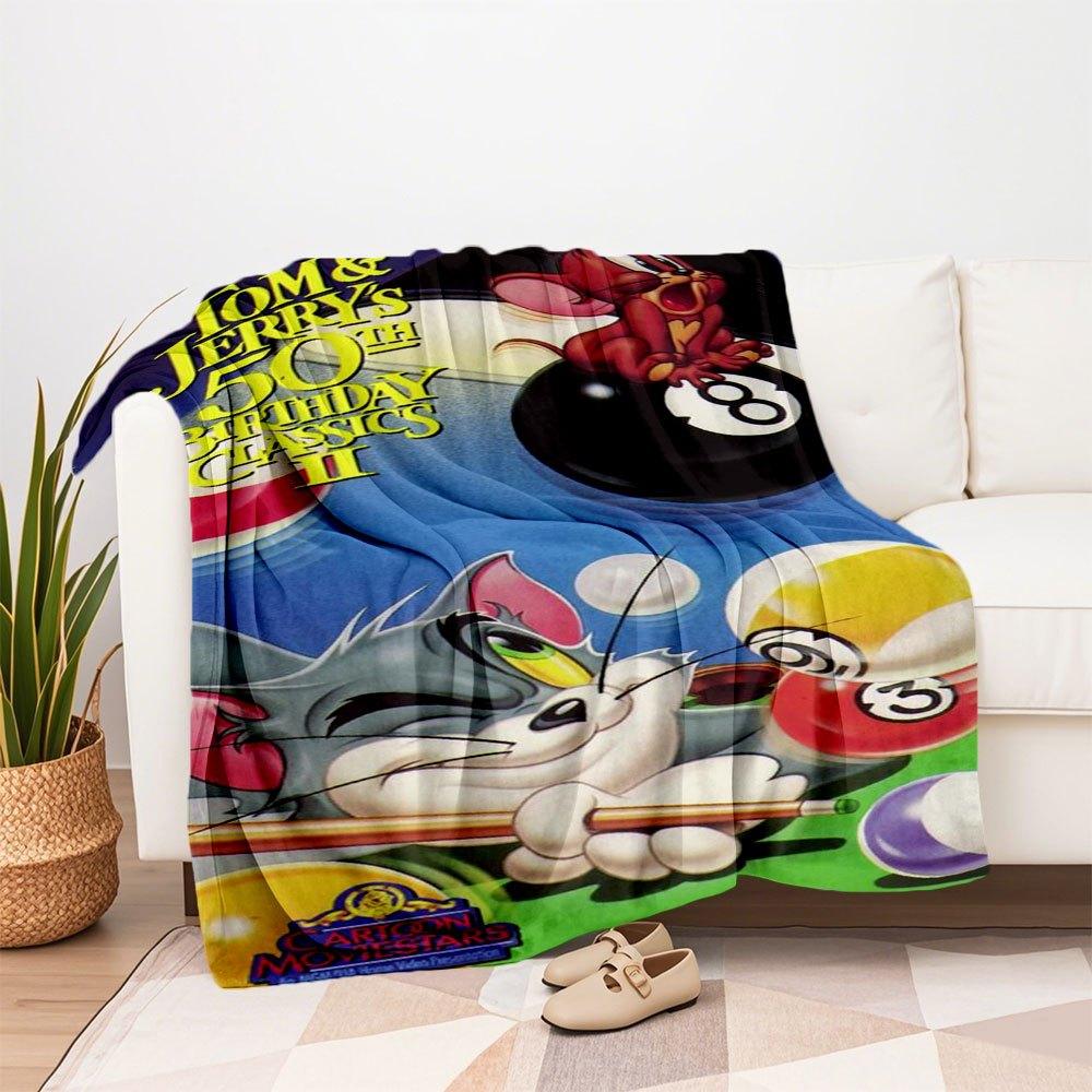 Tom & Jerry's 50th Birthday Classics II VHSBlanket Flannel Throw Blanket for Sofa, Bed, Travel, Camping, Office