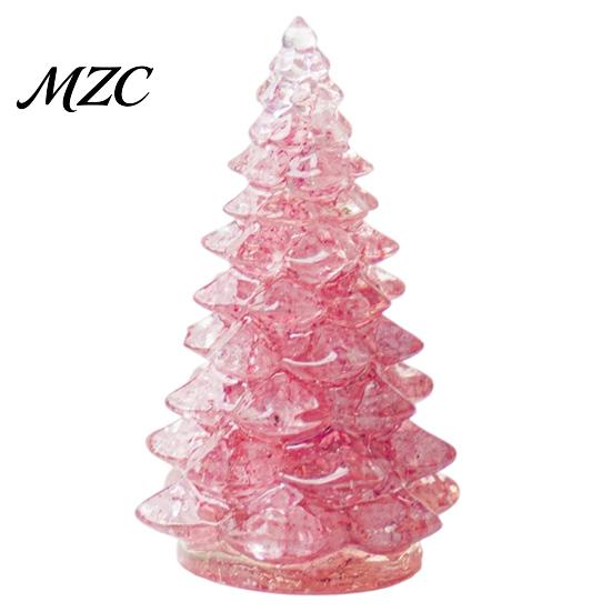 Small Christmas Tree Statue Resin Figurine, Crystal Desktop Ornament, Creative Gift Miniature Holiday Decoration for Home Office, Ornament