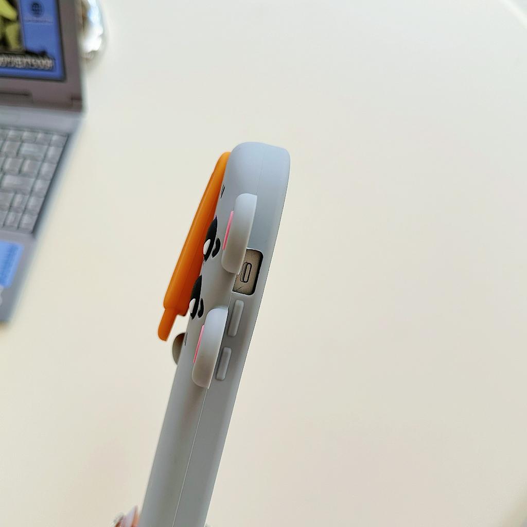 For iPhone 15 Silicone Case Cute Rat and Rat Poison Design Lens Cover Kickstand Phone Back Cover