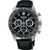 Мужские часы Seiko S Хронограф Кварцевые Черный Кожаный Ремешок Sbtr021