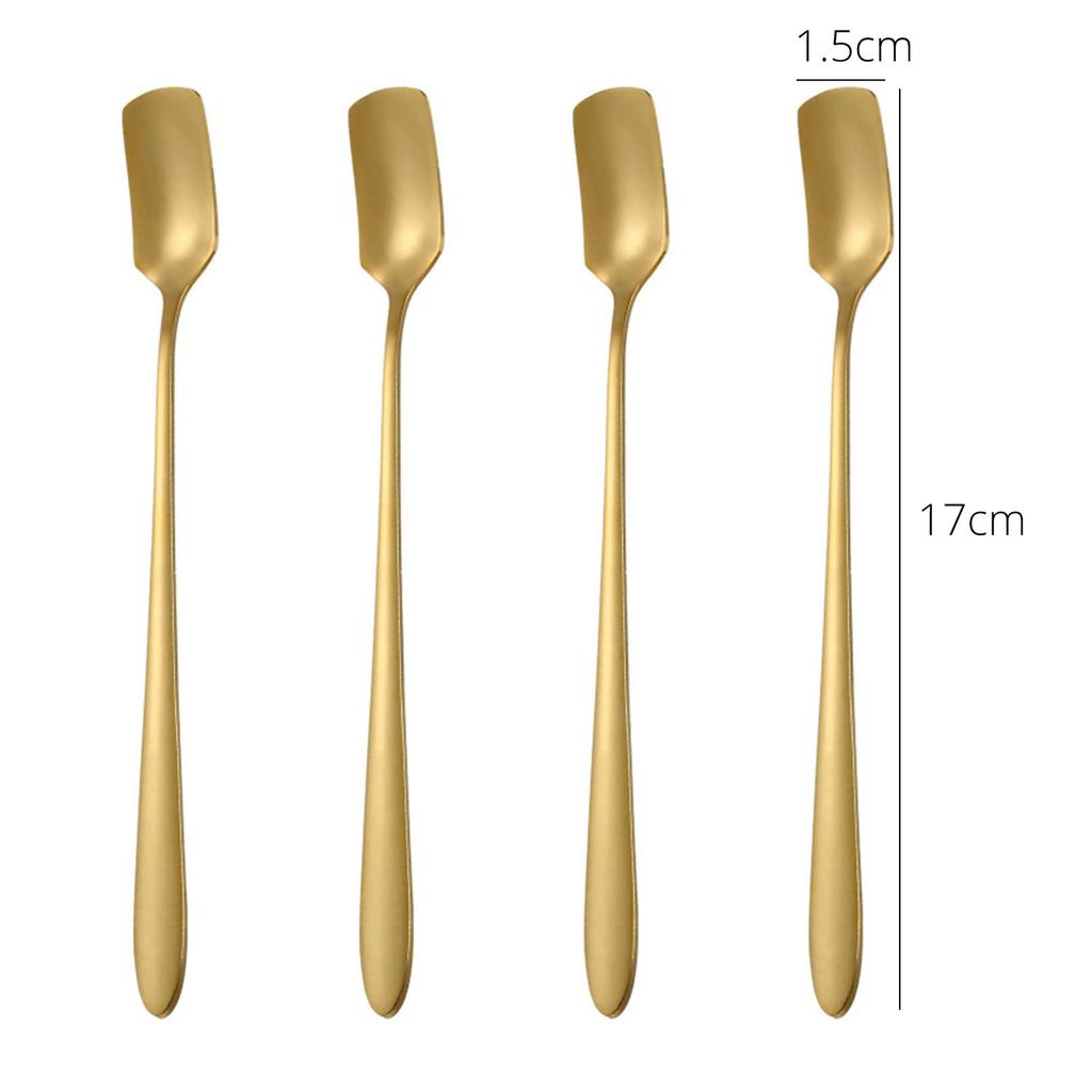 Набор из 4 кофейных ложек Leeseph, нержавеющая сталь, длинная ручка, ложки для размешивания эспрессо, десертные чайные ложки