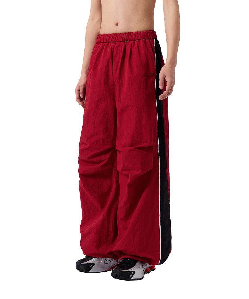 ODDSTUDIO Parachute Wide Nylon Pants - Red / Black