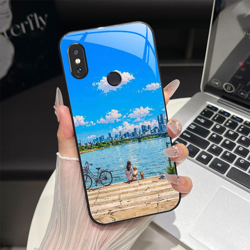 For Redmi Note 5/Note 6 Phone Case Trendy Design Tempered Glass Bumper For Xiaomi Redmi Note 5 6 Pro Full Protection Back Covers