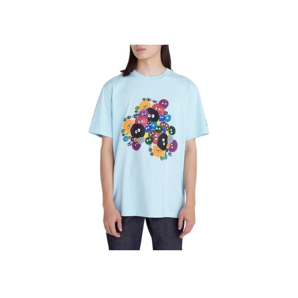 Uniqlo Коллекция Studio Ghibli SS24 Футболка унисекс с круглым вырезом и коротким рукавом, с принтом на груди, светло-голубая 471259-60