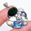Подвеска из серебра 925 пробы с натуральным хромдиопсидом и голубым топазом 1,97 дюйма N7H36