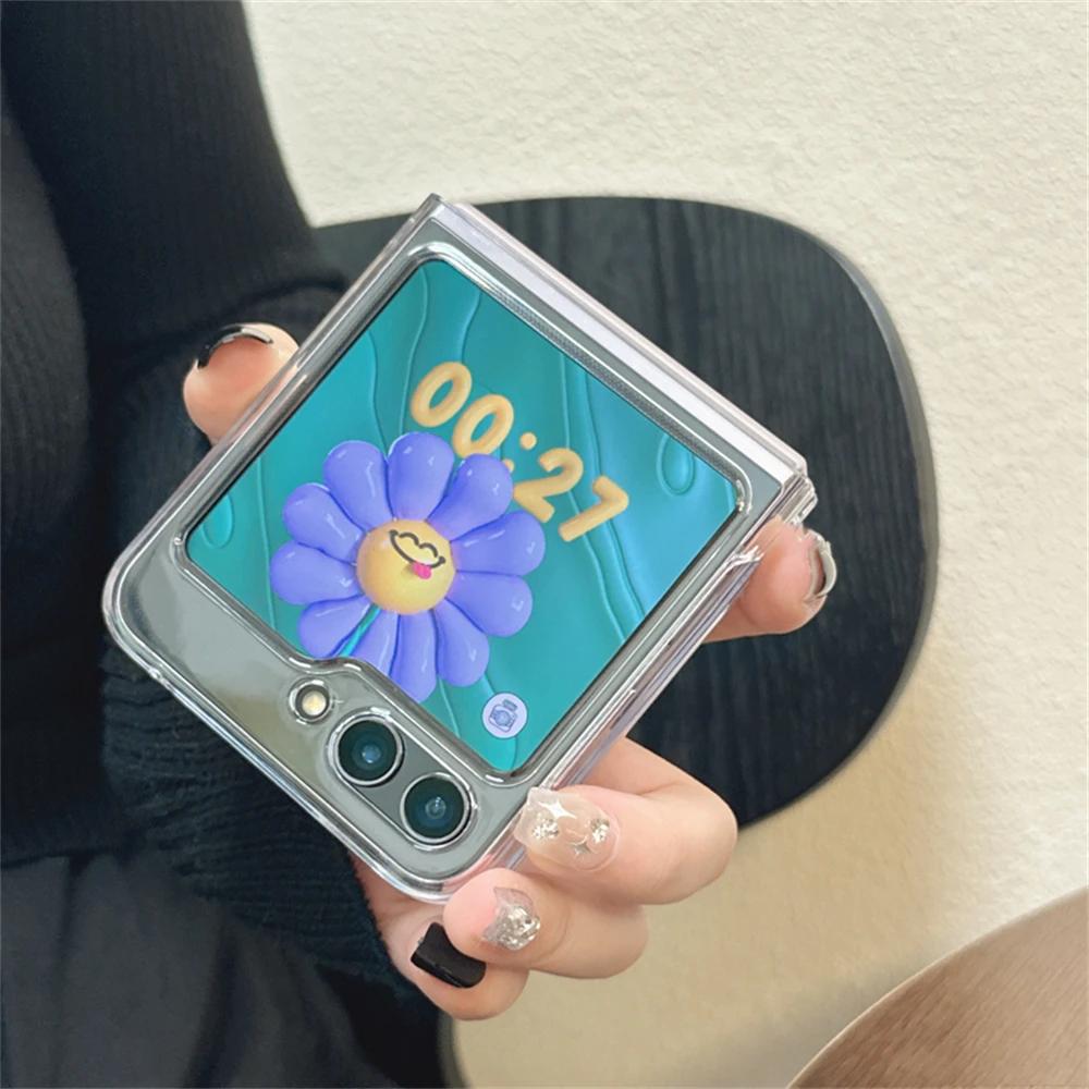 Ins Корейский Милый Прозрачный Чехол Для Samsung Z Flip 7/6/5/4/3 Шарнир Полная Защита ПК Чехол Для Motorola Razr 60 50 Ultra Razr 40Ultra