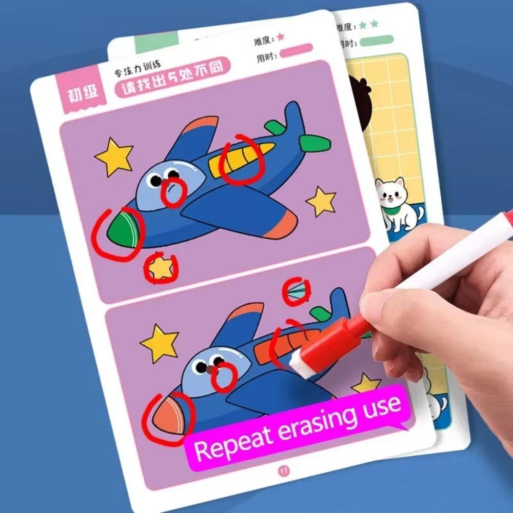 Rewritable Concentration Training Game Find The Difference Picture Books Puzzle Toy Training Brain