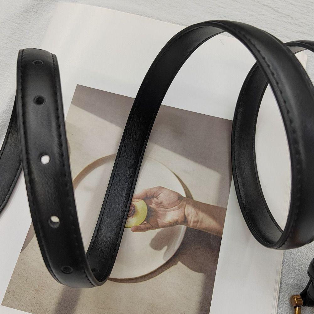 Простой ремень с пряжкой-штифтом, тонкий ремень, универсальный поясной ремень, ретро ремень из ПУ кожи, украшение для платьев