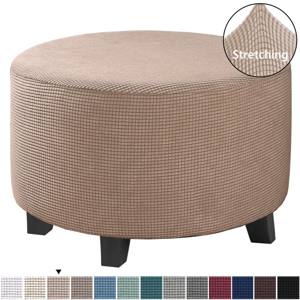 Ottoman Cover Stretch Ottoman Slipcover Round Ottoman Storage Cover Folding Stool Covers for Footrest Ottoman Fit Dia  20"-41" Removable Washable
