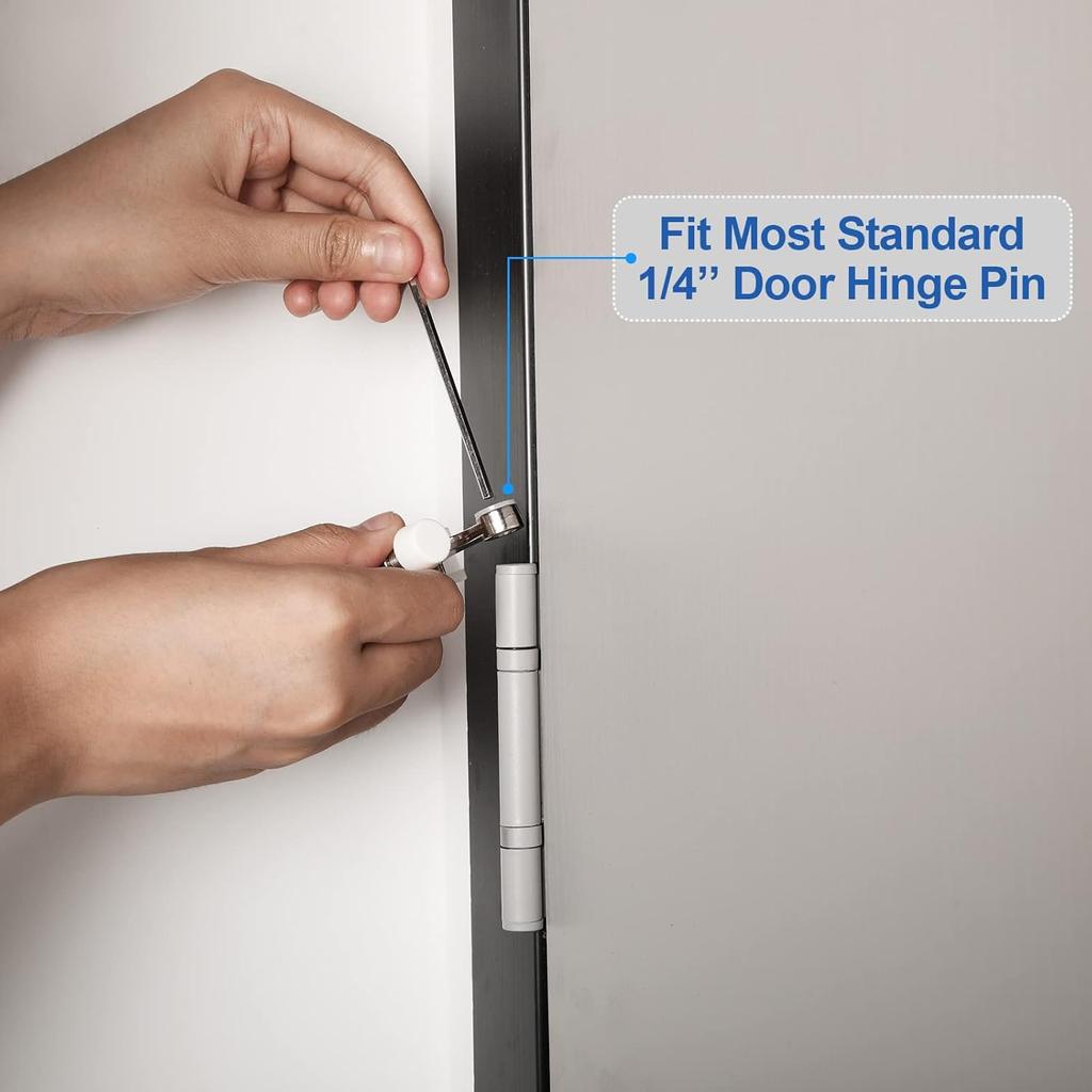 Funrous 24 Pieces Hinge Pin Door Stopper Satin Brushed Door Stops Adjustable Heavy Duty Hinge Stopper with White Rubber Bumper Tips(Silver)