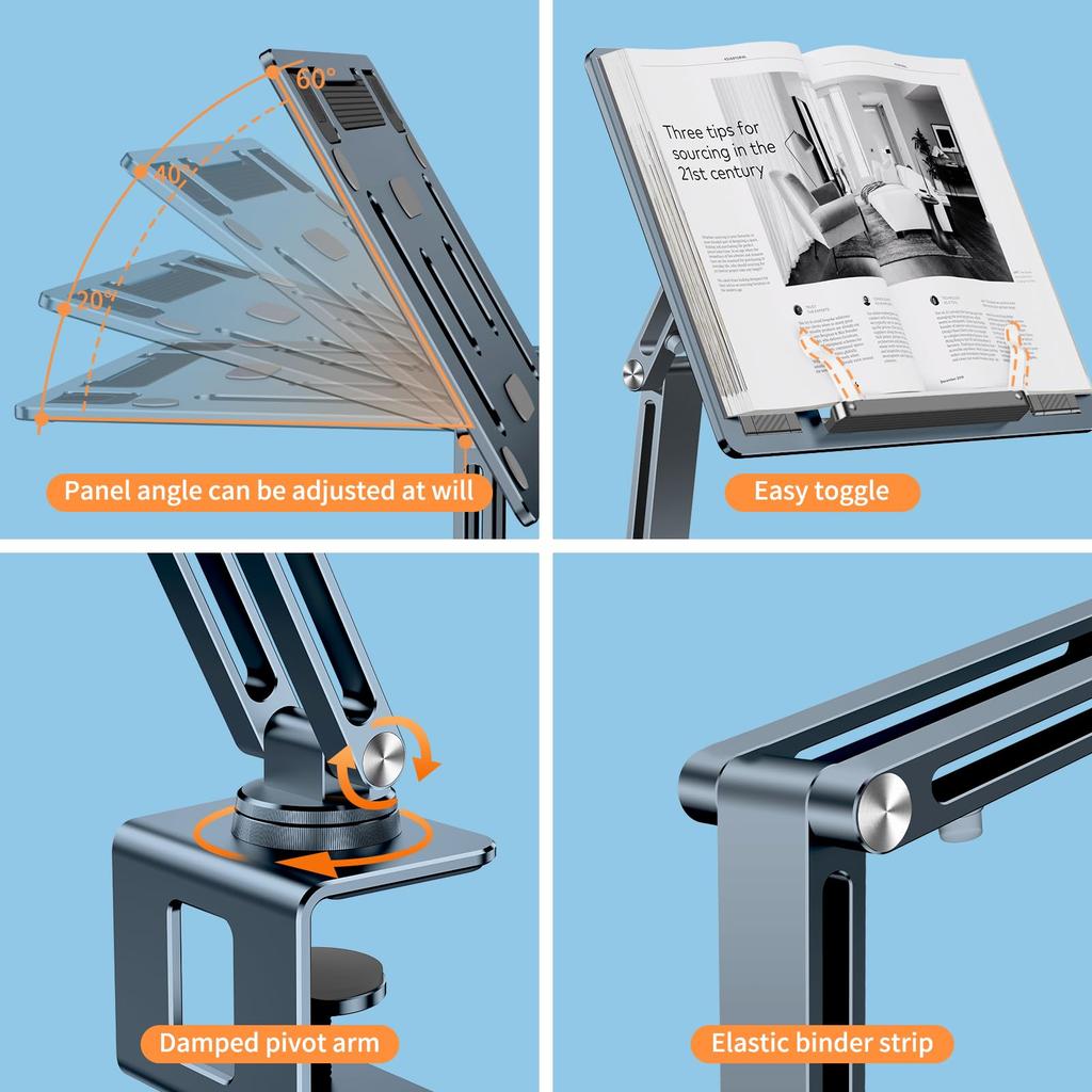 Oatsbasf Tablet Stand Holder Desk Mount Portable Laptop Stand 360° Rotatable Desktop Reading Mount for Laptop iPad Book Tablet