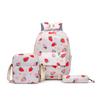 Strawberry Print Backpack Set Student Three-Piece Schoolbag Women's Large Capacity Water-Repellent Graffiti Backpack