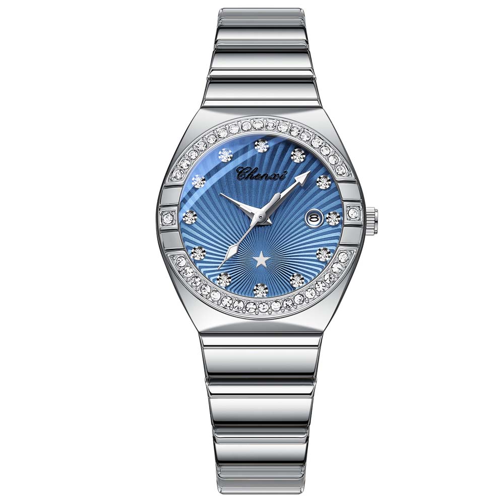 Женские часы Модные платья Кварцевые наручные часы Водонепроницаемые Светящиеся часы для женщин Алмазная шкала Reloj Mujer