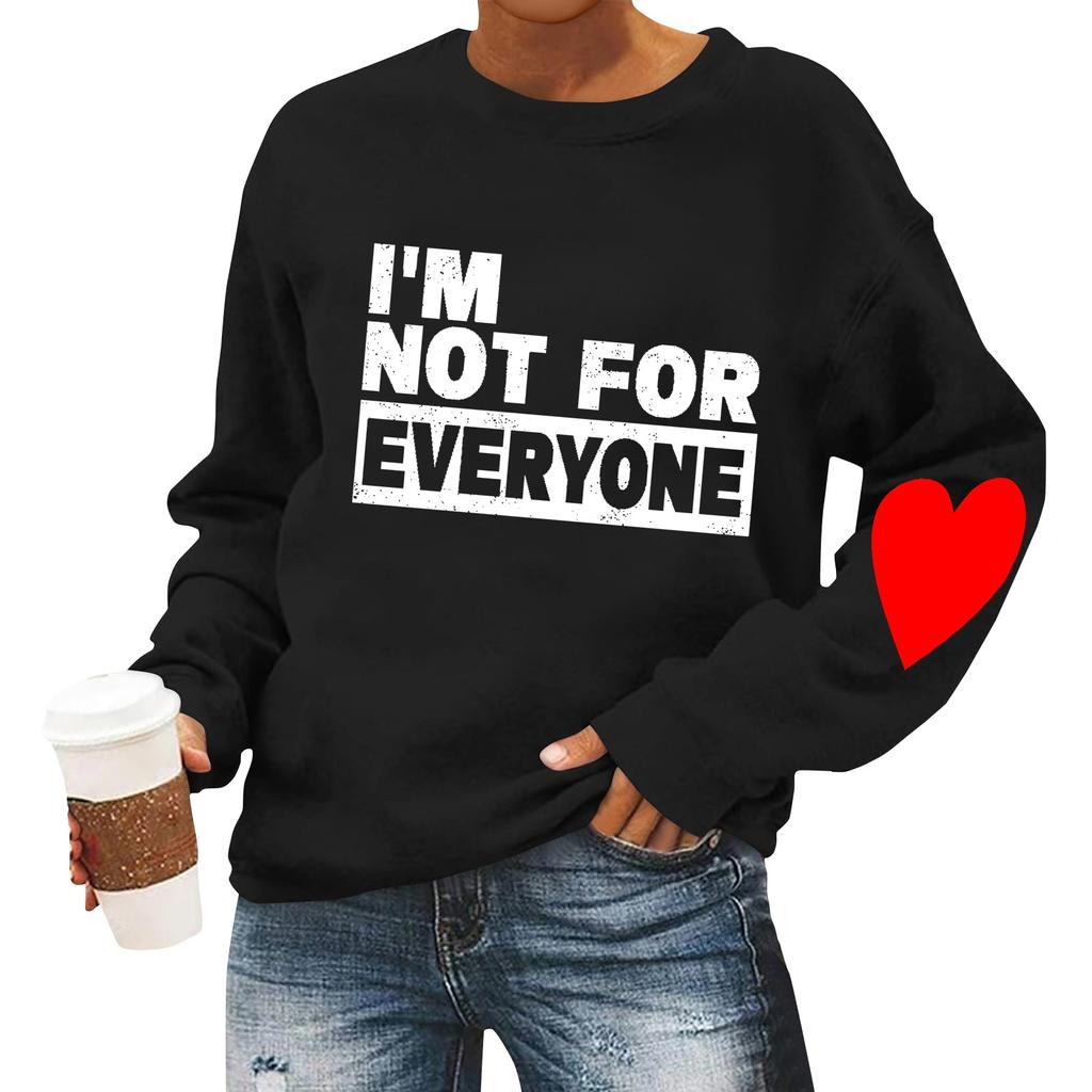 Женская повседневная мода ко Дню святого Валентина с принтом, длинным рукавом, круглым вырезом, толстовки, пуловеры, топы