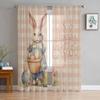 Easter Eggs Bunny Flower Plaid Sheer Curtains For Living Room Kitchen Window Curtains Bedroom Tulle Voile Curtains