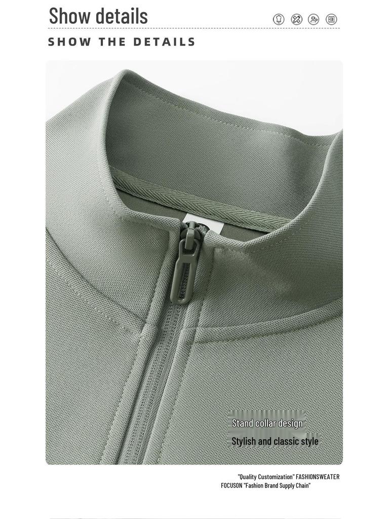 Custom Embroidered Stand Collar Hoodie Jacket: Business Workwear & Group Uniform with Logo Printing