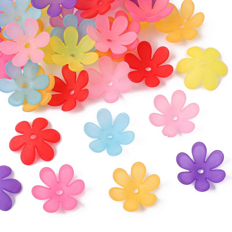 50 шт. акриловые бусины матовые однотонные шестилепестковые цветочные аксессуары для DIY ожерелье браслет серьги изготовление ювелирных изделий