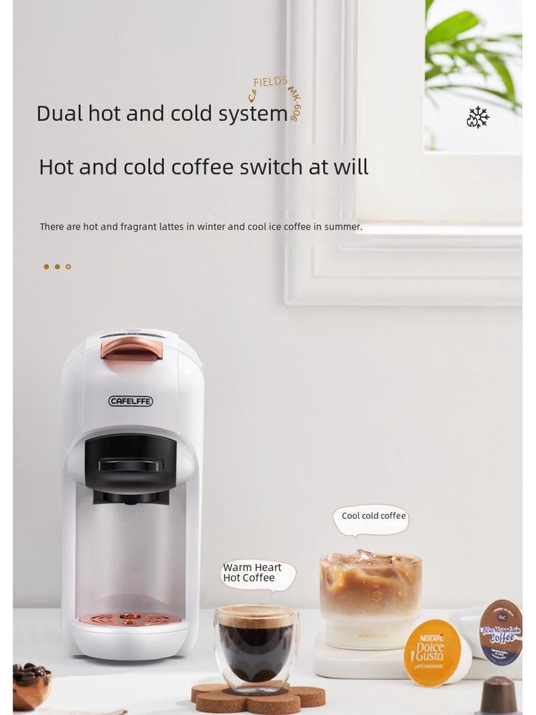 5-in-1 Fully Automatic Capsule Coffee Machine with 7 Hot/Cold Levels for Espresso and American Coffee