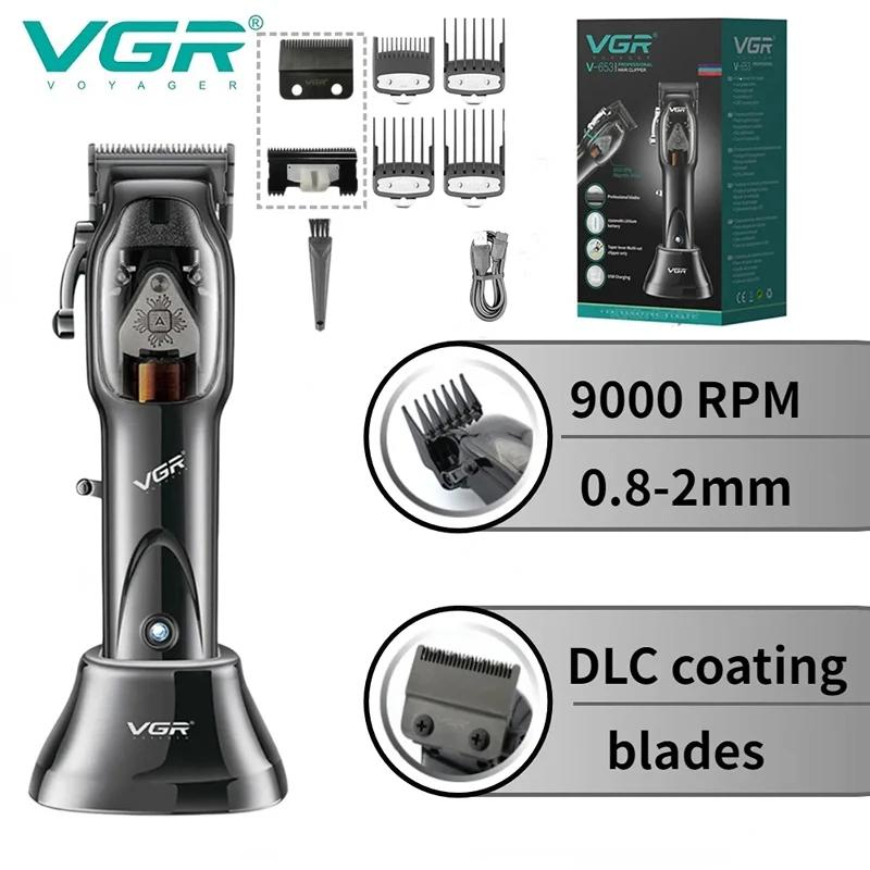 VGR V-653 Высококачественная Профессиональная Машинка для Стрижки Волос с Регулируемой Насадкой, Многофункциональная Интеллектуальная Светодиодная Цифровая Машинка для Стрижки Волос, Масляная Головка