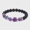 Women's Amethyst Pyramid & Hand of Fatima Bracelet with Devil's Eye & Agate Tiger Stone