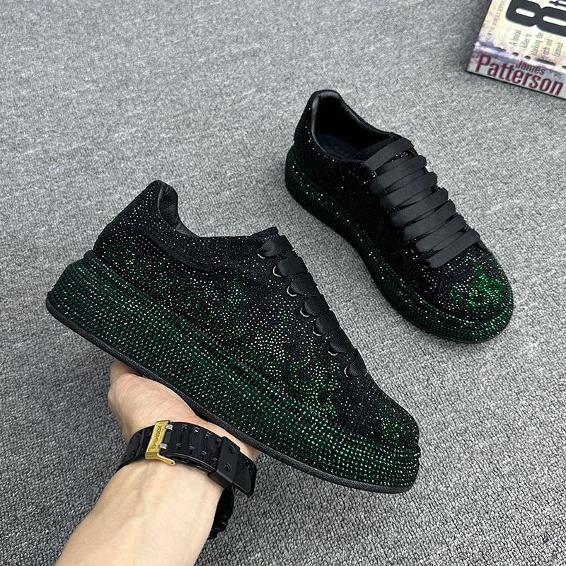Модные Роскошные Дизайнерские Мужские Гламурные Туфли на Платформе со Стразами для Выпускного Вечера Повседневные Балетки Мокасины Мужские Рок Хип-хоп Кроссовки для Ходьбы