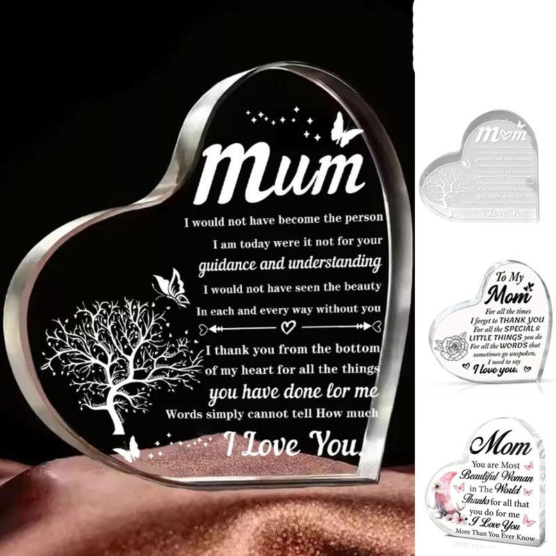 Mum Heart-Shaped Block Acrylic Plaque Birthday Mothers Day Present For Mum Mummy
