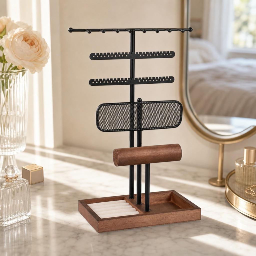 Jewelry Organizer Rack Metal Display Stand Tangletangle-Free for Bedroom