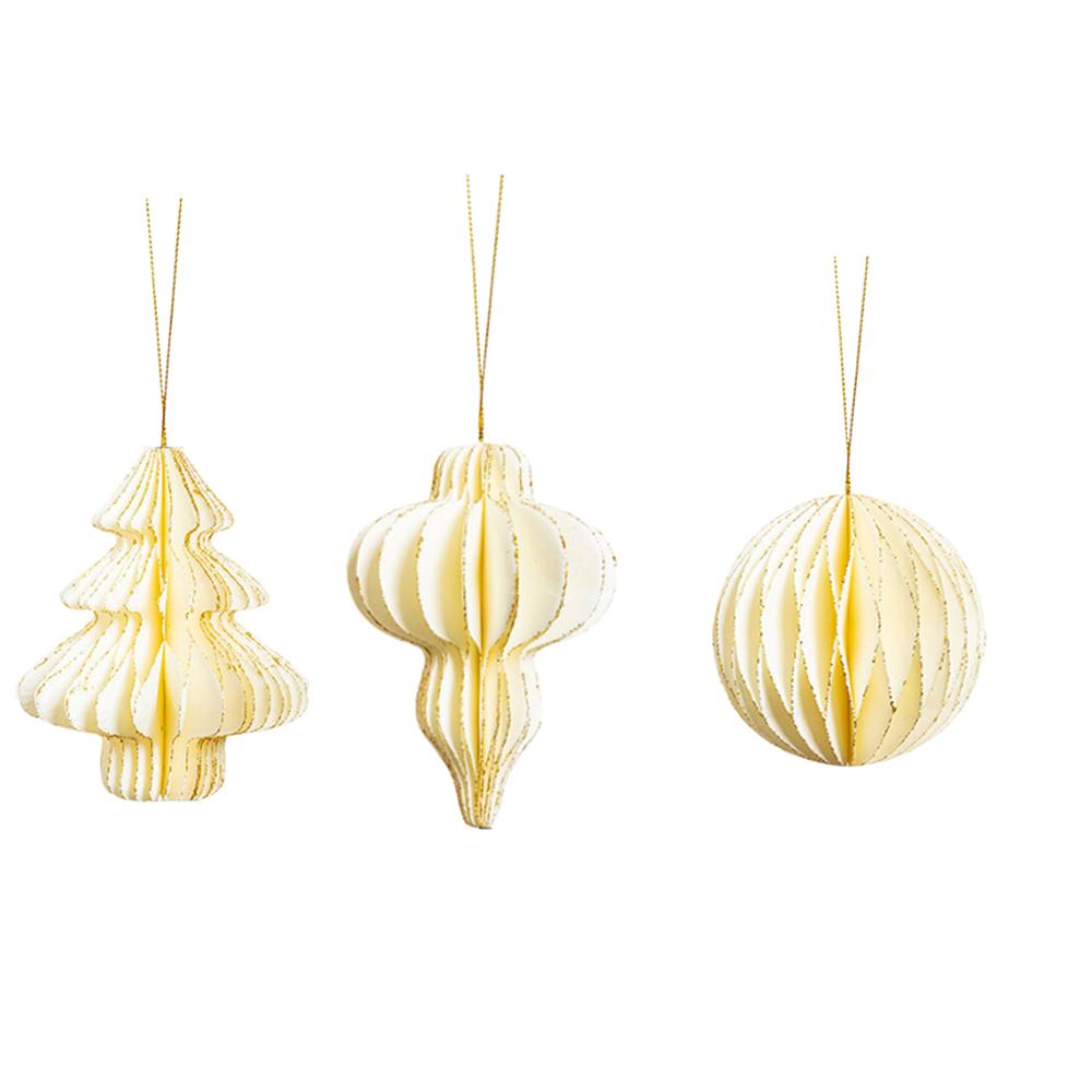 3pcs Christmas Hanging Lantern, Chinese Style Wind Origami Christmas Tree, Christmas Honeycomb Origami Pendant, Christmas Ball