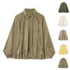 Women's Jacket Oversized Streetwear Casual Sleeve Lapel Collar Zip Front Pleated Shirts