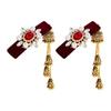 Vintage Red Velvet Hair Clip With Tassel Design New Chinese Style Side Hair Accessory For Women