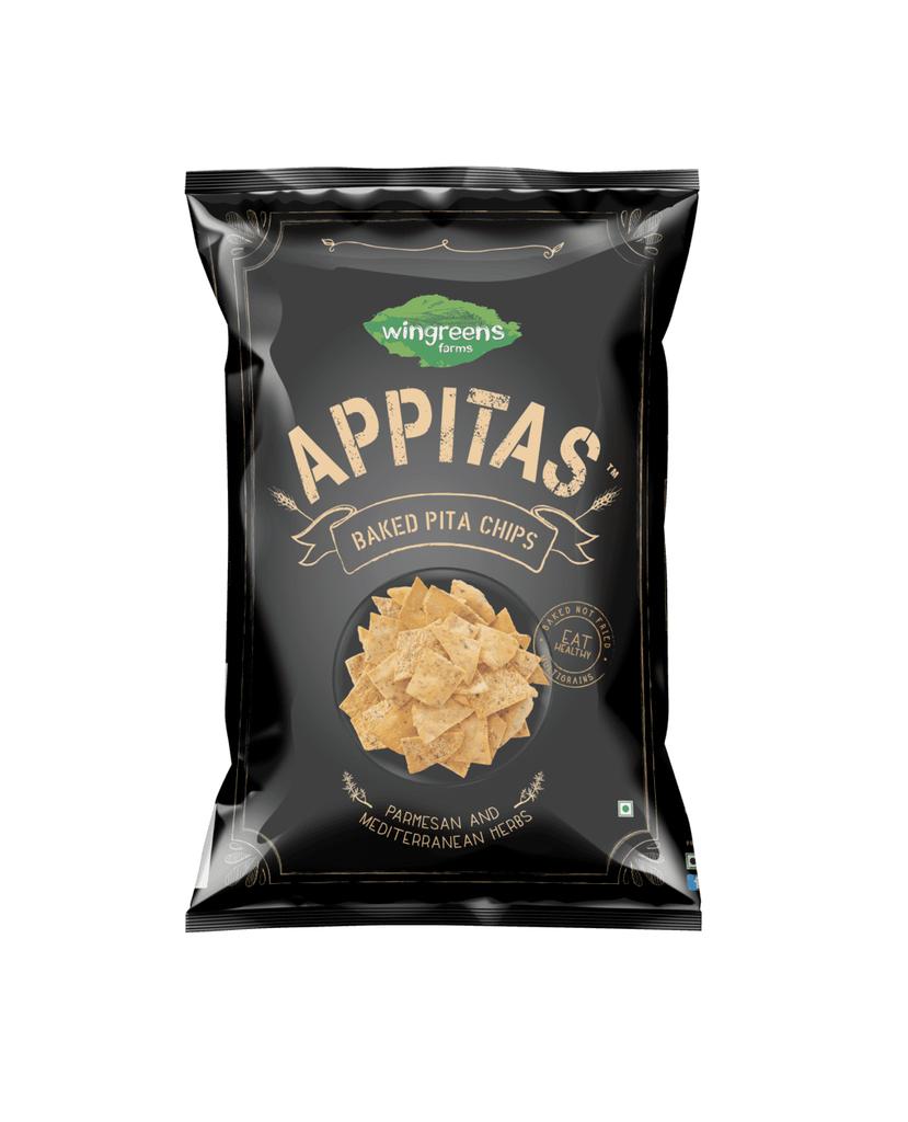 Пита-чипсы с Пармезаном и Средиземноморскими травами (60 г), Parmesan & Mediterranean Herbs Pita Chips, Wingreens Farms