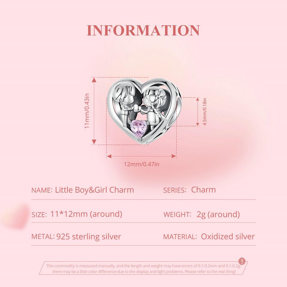 WOSTU 925 Sterling Silver Lovely Little Boy & Girl Charm Beads For Women Fit Original Charms DIY Necklae Birthday Jewelry Gift