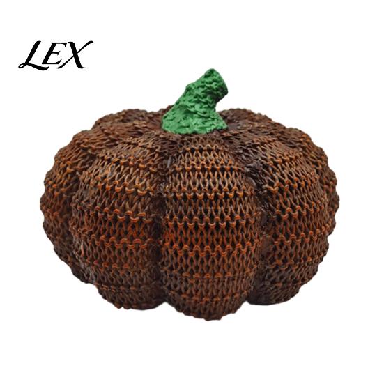Cute Halloween Table Centerpieces Handmade Resin Pumpkin Figurine Decor, Simulated Knit Tabletop Statue, Unique Seasonal Room Ornament Mini