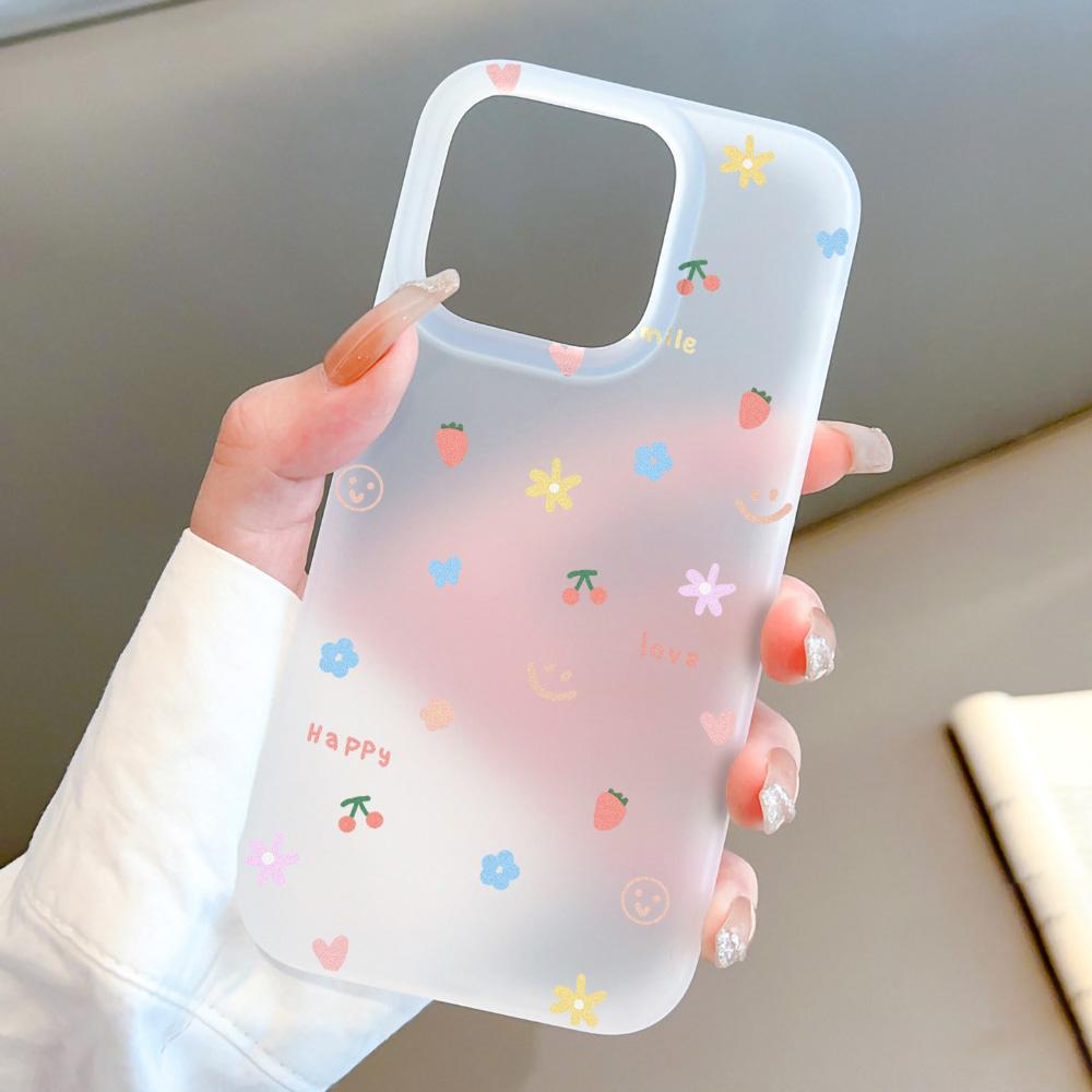 Чехлы для мобильных телефонов iPhone 11 13 15 Pro Max 12 14 Pro Max Чехол для iPhone 16 15 Plus 13 Pro 12 Матовая текстура с рисунком в виде мультяшных цветов