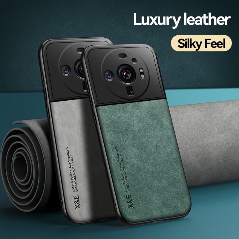 Чехол для Xiaomi Mi 12S Ultra, Кожаный чехол для телефона с магнитным держателем для автомобиля для Xiaomi Mi 12 S Ultra Mi12 S Ultra 6.73", Задняя крышка