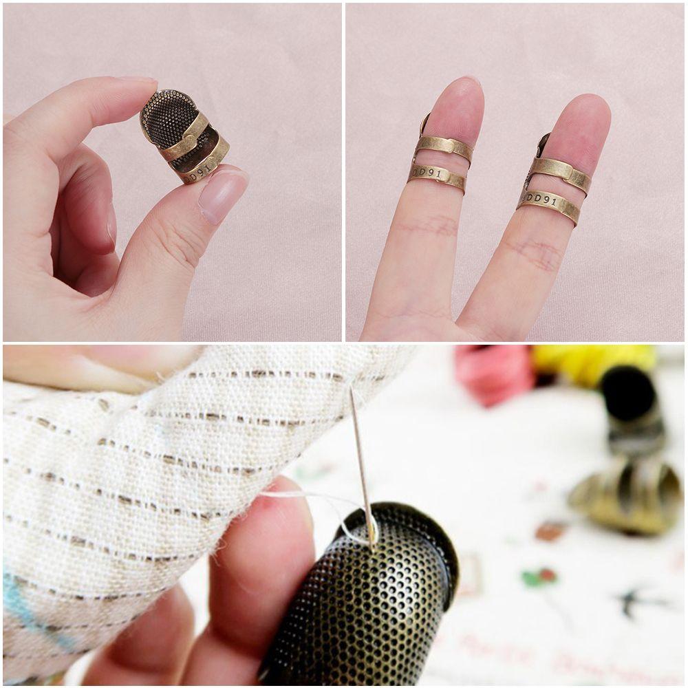 Sewing Accessories DIY Crafts Vintage Gold Antique Ring Needle Thimble Metal Finger Protector