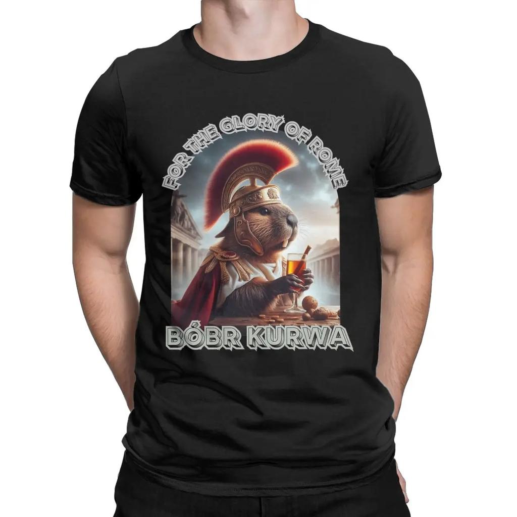 Men Bobr Kurwa Gladiator For The Glory Of Rome T Shirts Roman Empire 100% Cotton Clothing Funny Short Sleeve Crewneck Tee Shirt